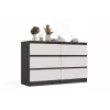 Kommode Top E Shop MALWA M6 120 cm, 6 Schubladen, anthrazitfarbener Rahmen, weiße Fronten