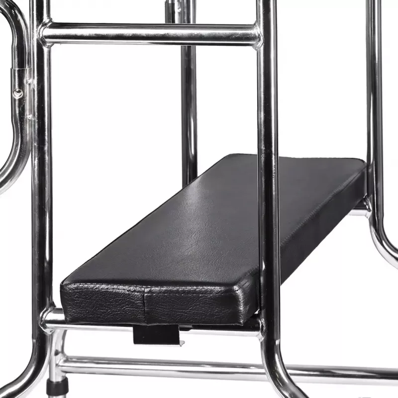 Rehabilitations-Hochgehwagen ActionMed B200AM — Stehhilfe mit Sitz, 4 Rädern, höhenverstellbar 100–125 cm, max. Belastung 120 kg, Rahmenbreite 65 cm