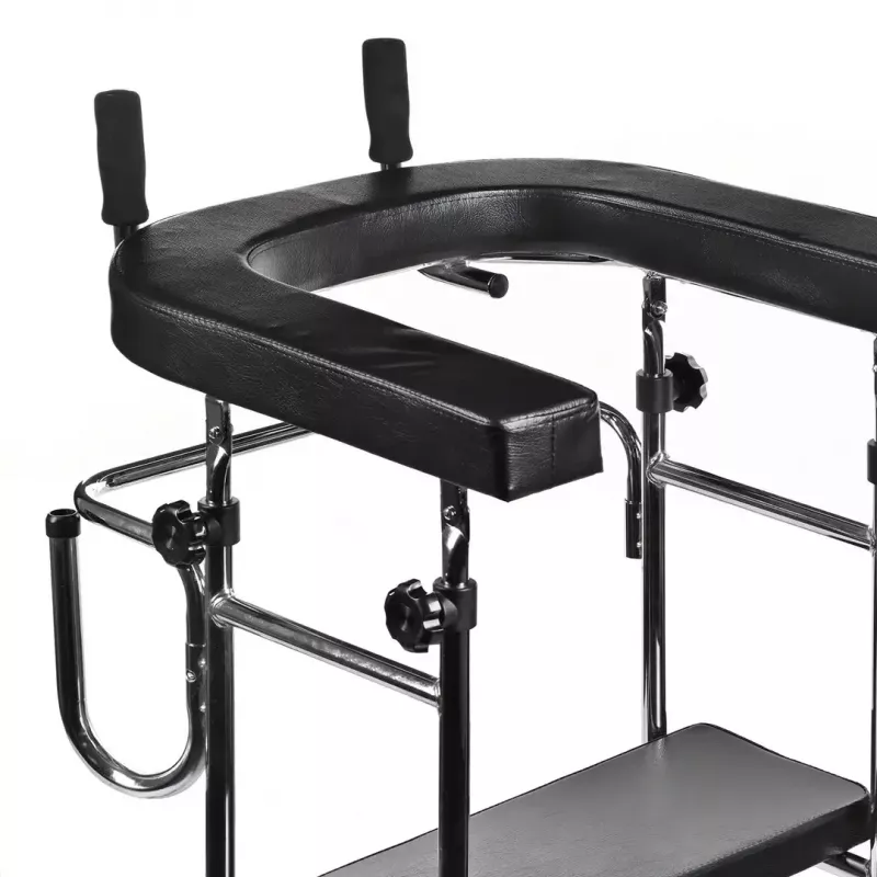 Rehabilitations-Hochgehwagen ActionMed B200AM — Stehhilfe mit Sitz, 4 Rädern, höhenverstellbar 100–125 cm, max. Belastung 120 kg, Rahmenbreite 65 cm
