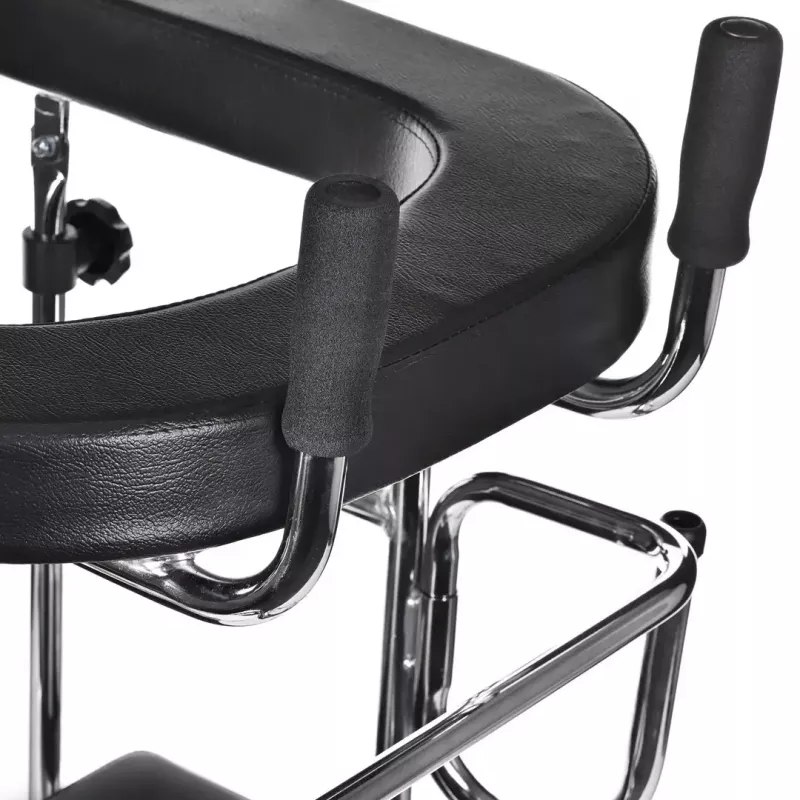 Rehabilitations-Hochgehwagen ActionMed B200AM — Stehhilfe mit Sitz, 4 Rädern, höhenverstellbar 100–125 cm, max. Belastung 120 kg, Rahmenbreite 65 cm