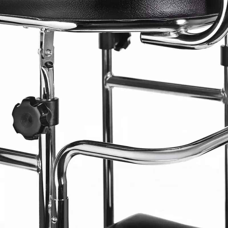 Rehabilitations-Hochgehwagen ActionMed B200AM — Stehhilfe mit Sitz, 4 Rädern, höhenverstellbar 100–125 cm, max. Belastung 120 kg, Rahmenbreite 65 cm