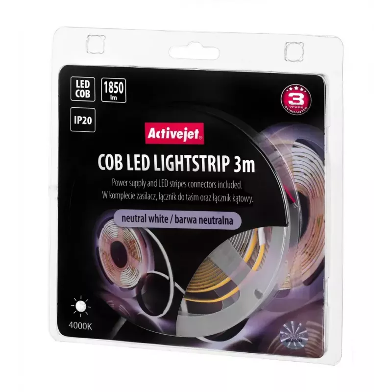 Universal-LED-Streifen ActiveJet AJE-COB 3 m Neutralweiß 1850 lm 19 W IP20