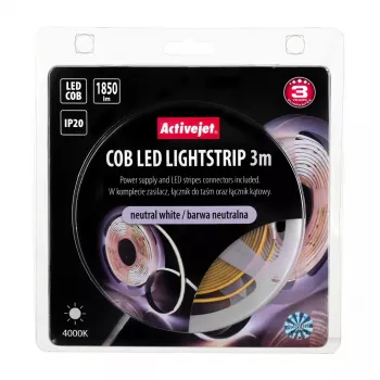 Universal-LED-Streifen ActiveJet AJE-COB 3 m Neutralweiß 1850 lm 19 W IP20