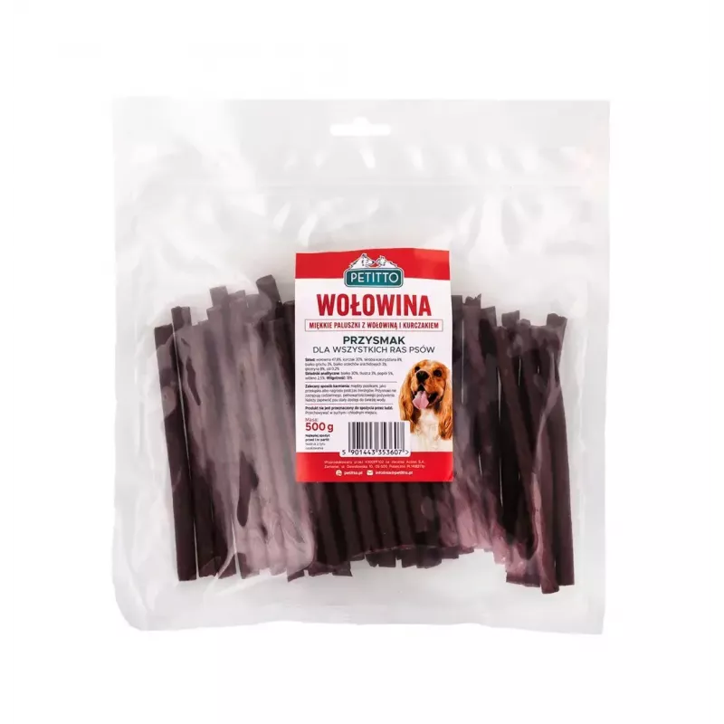 Hundeleckerli PETITTO Soft Rindersticks 500 g – Trainingsleckerli, Rindergeschmack, getreidefrei, ausgewachsene Hunde