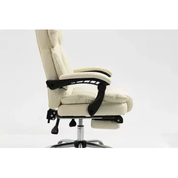 Drehstuhl ActiveJet YK7416 — ergonomischer Drehstuhl, beige Öko-Leder, Metallgestell, gepolsterte Rückenlehne, Fußstütze