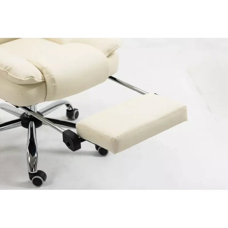 Drehstuhl ActiveJet YK7416 — ergonomischer Drehstuhl, beige Öko-Leder, Metallgestell, gepolsterte Rückenlehne, Fußstütze