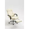 Drehstuhl ActiveJet YK7416 — ergonomischer Drehstuhl, beige Öko-Leder, Metallgestell, gepolsterte Rückenlehne, Fußstütze