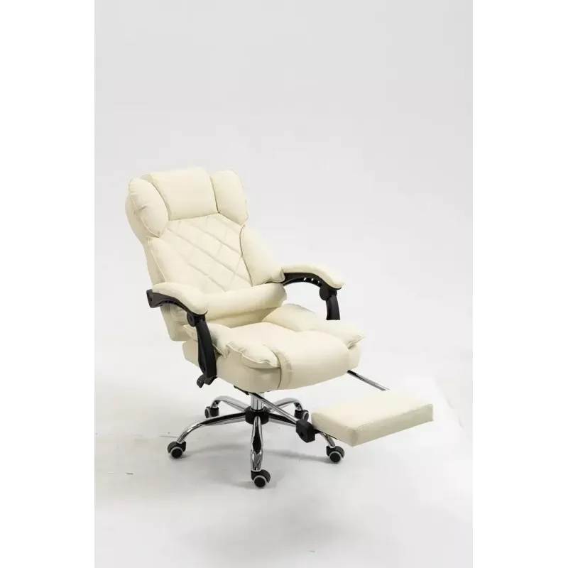 Drehstuhl ActiveJet YK7416 — ergonomischer Drehstuhl, beige Öko-Leder, Metallgestell, gepolsterte Rückenlehne, Fußstütze