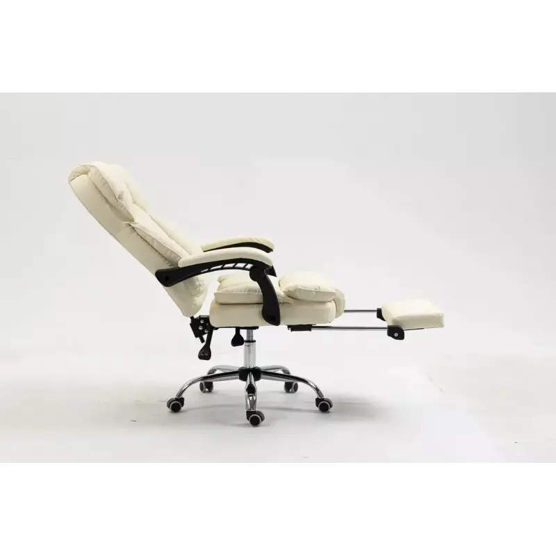 Drehstuhl ActiveJet YK7416 — ergonomischer Drehstuhl, beige Öko-Leder, Metallgestell, gepolsterte Rückenlehne, Fußstütze