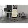 Drehstuhl ActiveJet YK7416 — ergonomischer Drehstuhl, beige Öko-Leder, Metallgestell, gepolsterte Rückenlehne, Fußstütze