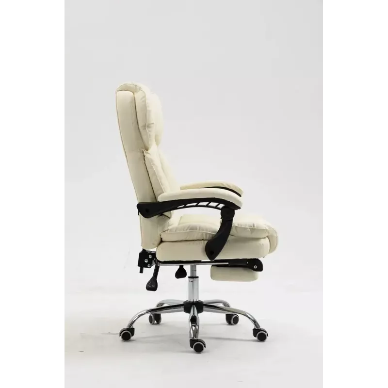 Drehstuhl ActiveJet YK7416 — ergonomischer Drehstuhl, beige Öko-Leder, Metallgestell, gepolsterte Rückenlehne, Fußstütze