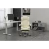 Drehstuhl ActiveJet YK7416 — ergonomischer Drehstuhl, beige Öko-Leder, Metallgestell, gepolsterte Rückenlehne, Fußstütze