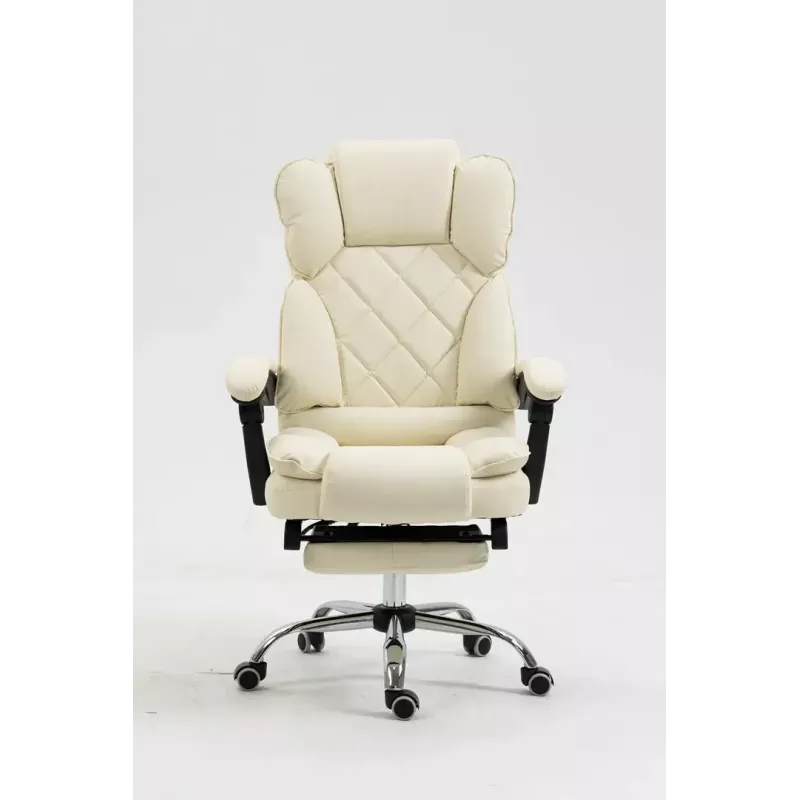 Drehstuhl ActiveJet YK7416 — ergonomischer Drehstuhl, beige Öko-Leder, Metallgestell, gepolsterte Rückenlehne, Fußstütze