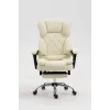 Drehstuhl ActiveJet YK7416 — ergonomischer Drehstuhl, beige Öko-Leder, Metallgestell, gepolsterte Rückenlehne, Fußstütze