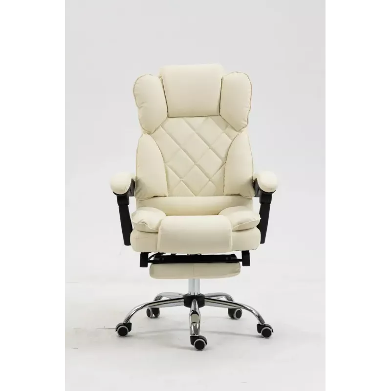 Drehstuhl ActiveJet YK7416 — ergonomischer Drehstuhl, beige Öko-Leder, Metallgestell, gepolsterte Rückenlehne, Fußstütze