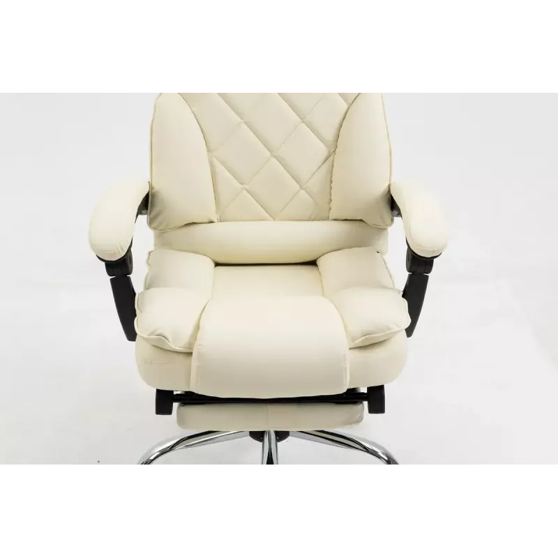 Drehstuhl ActiveJet YK7416 — ergonomischer Drehstuhl, beige Öko-Leder, Metallgestell, gepolsterte Rückenlehne, Fußstütze