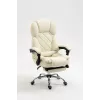 Drehstuhl ActiveJet YK7416 — ergonomischer Drehstuhl, beige Öko-Leder, Metallgestell, gepolsterte Rückenlehne, Fußstütze