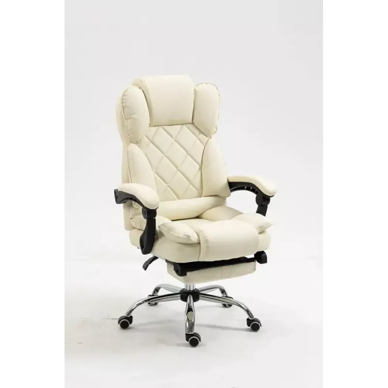 Drehstuhl ActiveJet YK7416 — ergonomischer Drehstuhl, beige Öko-Leder, Metallgestell, gepolsterte Rückenlehne, Fußstütze