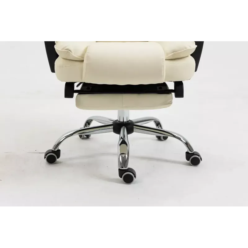 Drehstuhl ActiveJet YK7416 — ergonomischer Drehstuhl, beige Öko-Leder, Metallgestell, gepolsterte Rückenlehne, Fußstütze