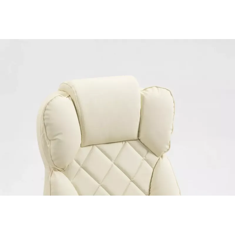 Drehstuhl ActiveJet YK7416 — ergonomischer Drehstuhl, beige Öko-Leder, Metallgestell, gepolsterte Rückenlehne, Fußstütze