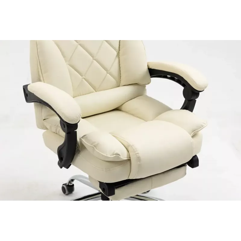 Drehstuhl ActiveJet YK7416 — ergonomischer Drehstuhl, beige Öko-Leder, Metallgestell, gepolsterte Rückenlehne, Fußstütze