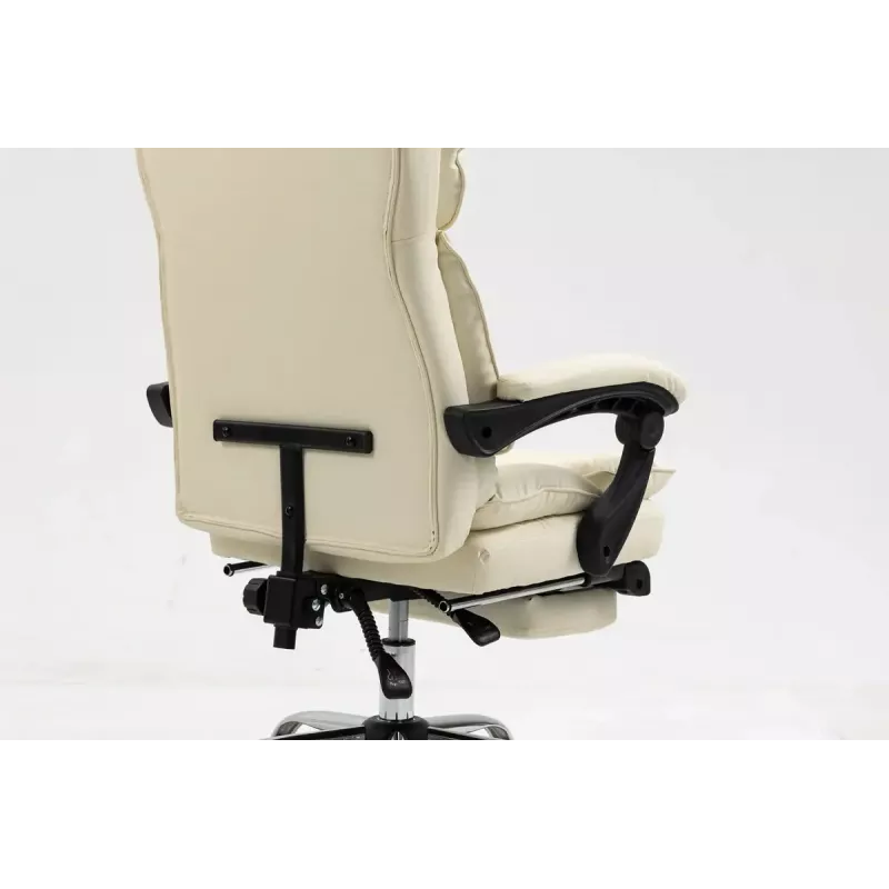 Drehstuhl ActiveJet YK7416 — ergonomischer Drehstuhl, beige Öko-Leder, Metallgestell, gepolsterte Rückenlehne, Fußstütze