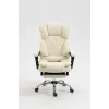 Drehstuhl ActiveJet YK7416 — ergonomischer Drehstuhl, beige Öko-Leder, Metallgestell, gepolsterte Rückenlehne, Fußstütze