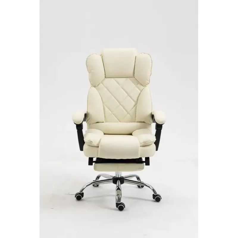 Drehstuhl ActiveJet YK7416 — ergonomischer Drehstuhl, beige Öko-Leder, Metallgestell, gepolsterte Rückenlehne, Fußstütze