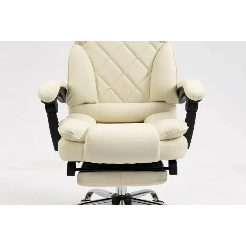 Drehstuhl ActiveJet YK7416 — ergonomischer Drehstuhl, beige Öko-Leder, Metallgestell, gepolsterte Rückenlehne, Fußstütze