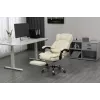 Drehstuhl ActiveJet YK7416 — ergonomischer Drehstuhl, beige Öko-Leder, Metallgestell, gepolsterte Rückenlehne, Fußstütze