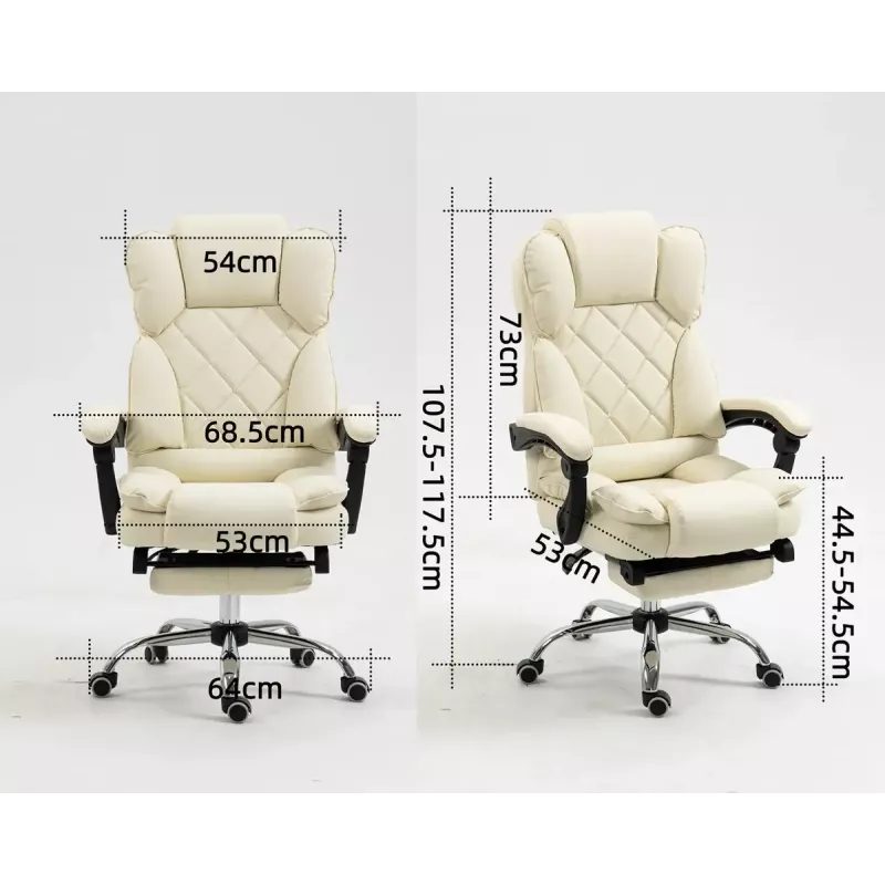 Drehstuhl ActiveJet YK7416 — ergonomischer Drehstuhl, beige Öko-Leder, Metallgestell, gepolsterte Rückenlehne, Fußstütze