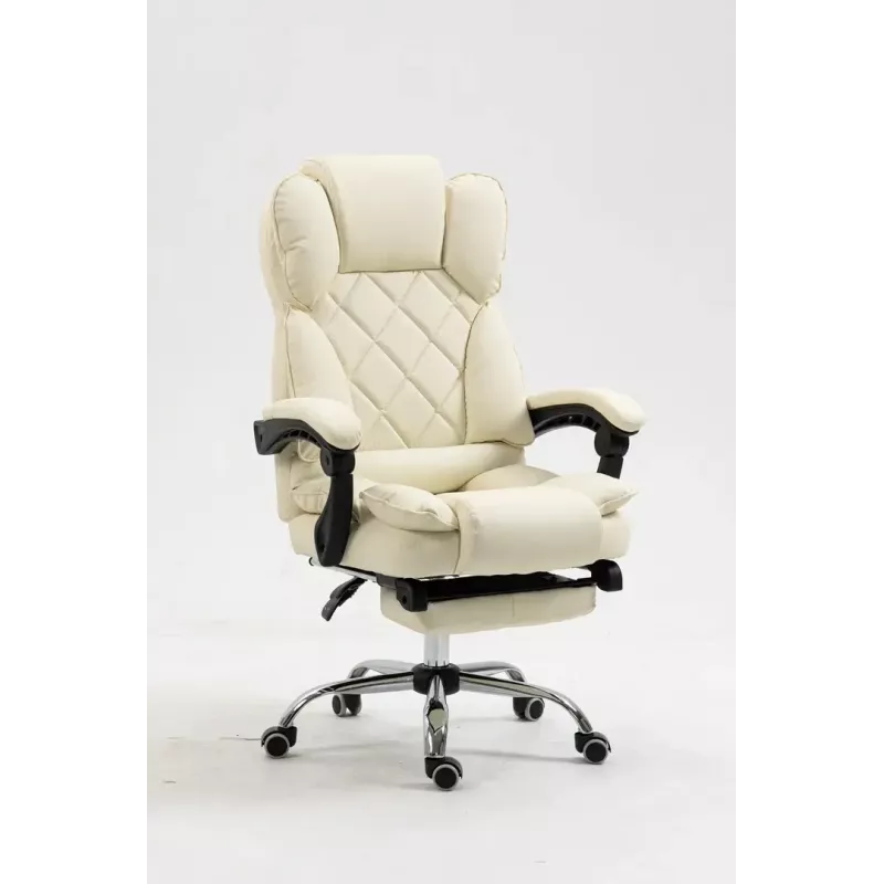 Drehstuhl ActiveJet YK7416 — ergonomischer Drehstuhl, beige Öko-Leder, Metallgestell, gepolsterte Rückenlehne, Fußstütze