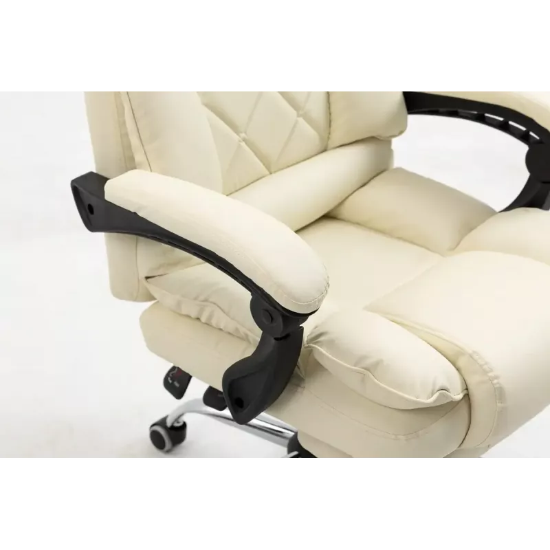 Drehstuhl ActiveJet YK7416 — ergonomischer Drehstuhl, beige Öko-Leder, Metallgestell, gepolsterte Rückenlehne, Fußstütze
