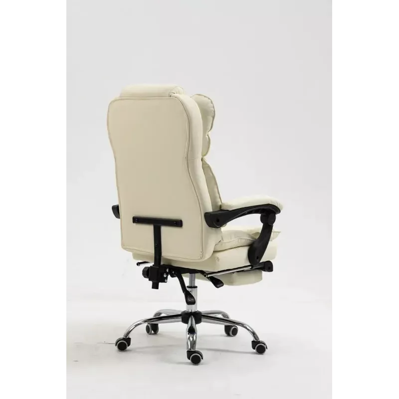 Drehstuhl ActiveJet YK7416 — ergonomischer Drehstuhl, beige Öko-Leder, Metallgestell, gepolsterte Rückenlehne, Fußstütze