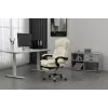 Drehstuhl ActiveJet YK7416 — ergonomischer Drehstuhl, beige Öko-Leder, Metallgestell, gepolsterte Rückenlehne, Fußstütze