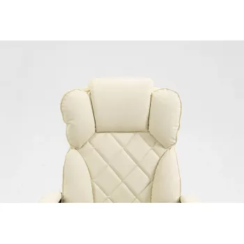 Drehstuhl ActiveJet YK7416 — ergonomischer Drehstuhl, beige Öko-Leder, Metallgestell, gepolsterte Rückenlehne, Fußstütze
