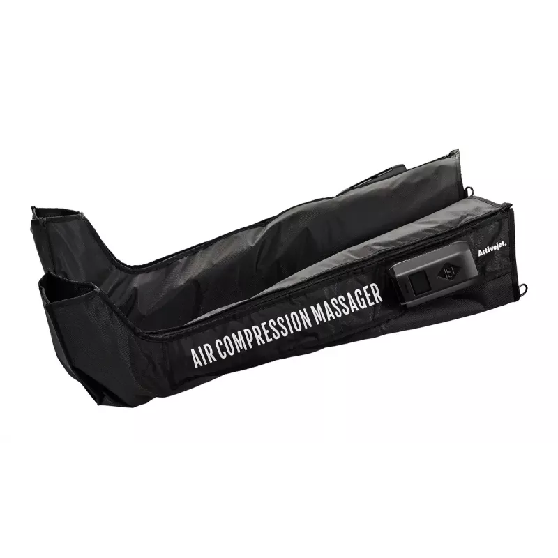 Lymphdrainage-Kompressionsmassagegerät für Beine ActiveJet ACM-PLUS-A1 S – batteriebetrieben 25 W, integrierte Batterie, 330×840×60 mm, Schwarz/Orange