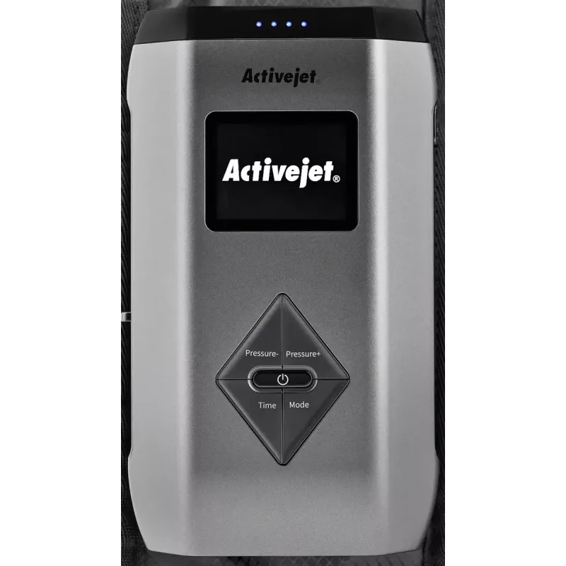 Lymphdrainage-Kompressionsmassagegerät für Beine ActiveJet ACM-PLUS-A1 S – batteriebetrieben 25 W, integrierte Batterie, 330×840×60 mm, Schwarz/Orange