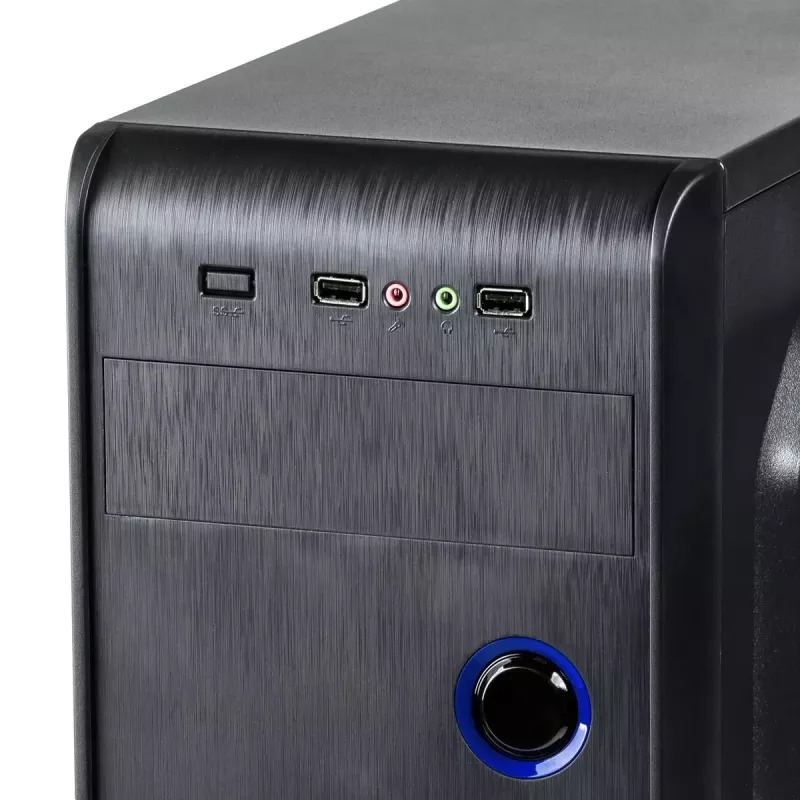 PC-Gehäuse Akyga AK939BL Midi Tower — ATX/Micro-ATX-Unterstützung, 3×3,5 Zoll + 3×2,5 Zoll Schächte, GPU bis zu 385 mm, USB 2.0