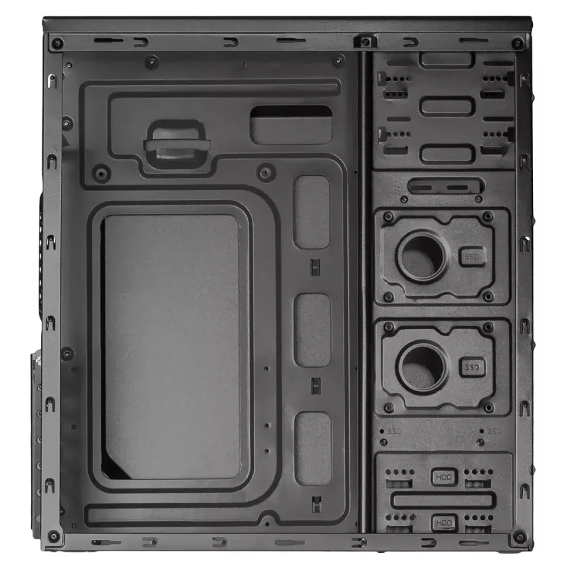 PC-Gehäuse Akyga AK939BL Midi Tower — ATX/Micro-ATX-Unterstützung, 3×3,5 Zoll + 3×2,5 Zoll Schächte, GPU bis zu 385 mm, USB 2.0