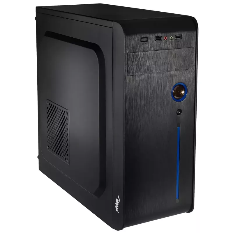 PC-Gehäuse Akyga AK939BL Midi Tower — ATX/Micro-ATX-Unterstützung, 3×3,5 Zoll + 3×2,5 Zoll Schächte, GPU bis zu 385 mm, USB 2.0