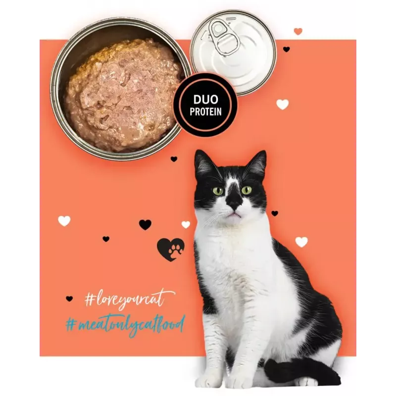 Nassfutter für Katzen 3coty Truthahn mit Ente 80 g Beutel — vollwertiges getreidefreies Nassfutter für ausgewachsene Katzen