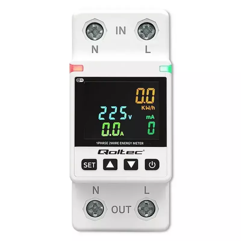 Einphasiger Energieverbrauchszähler QOLTEC 50981 DIN35 230V 50Hz