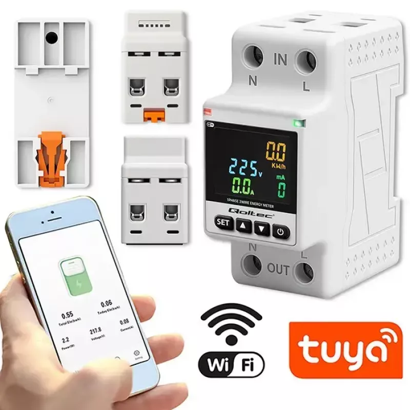 Einphasiger Energieverbrauchszähler QOLTEC 50981 DIN35 230V 50Hz