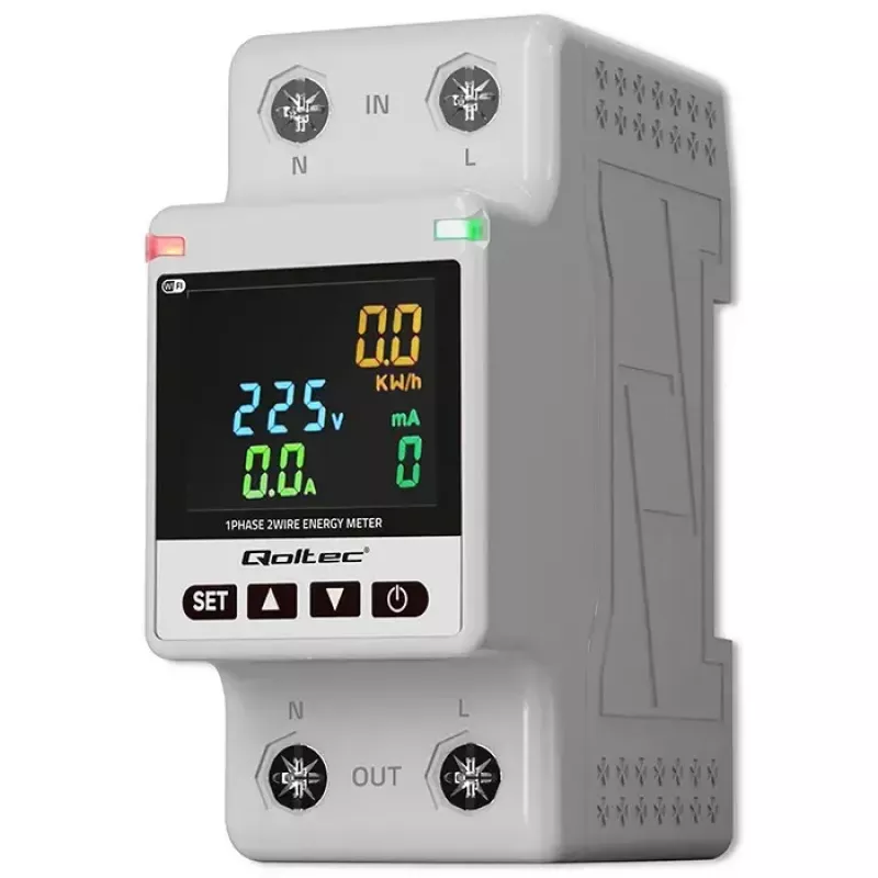 Einphasiger Energieverbrauchszähler QOLTEC 50981 DIN35 230V 50Hz