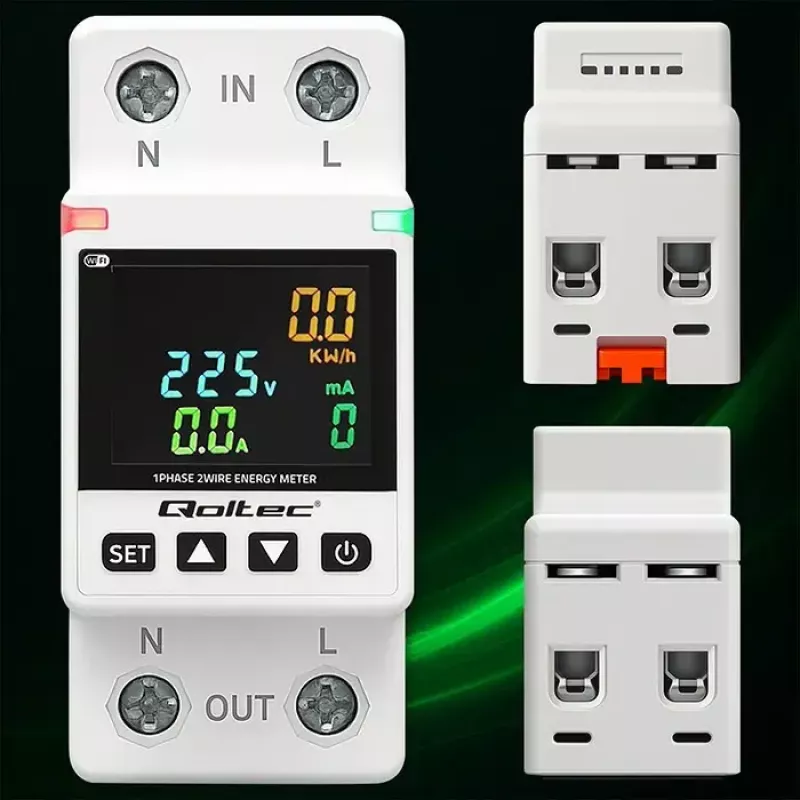 Einphasiger Energieverbrauchszähler QOLTEC 50981 DIN35 230V 50Hz