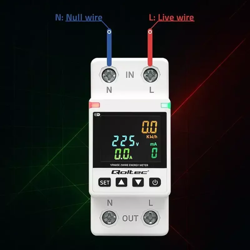 Einphasiger Energieverbrauchszähler QOLTEC 50981 DIN35 230V 50Hz