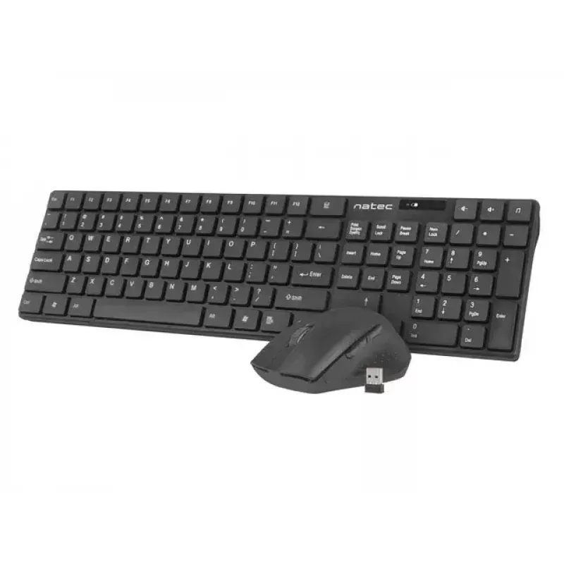 Kabelloses Tastatur-Maus-Set NATEC Stingray NZB-1440 — RF Wireless, Full-Size 108-Tasten QWERTY, US-Englisch, schwarz