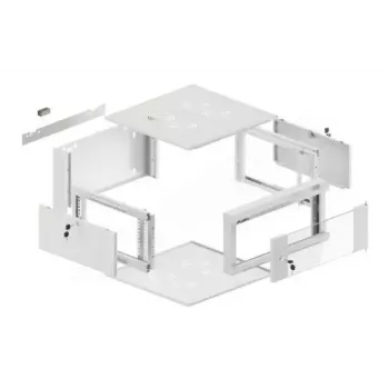 Wandmontierbarer 19-Zoll-4U-Netzwerkschrank LANBERG WAFA-5604-10S, 600 mm Tiefe, grau, Glastür (gefaltet)