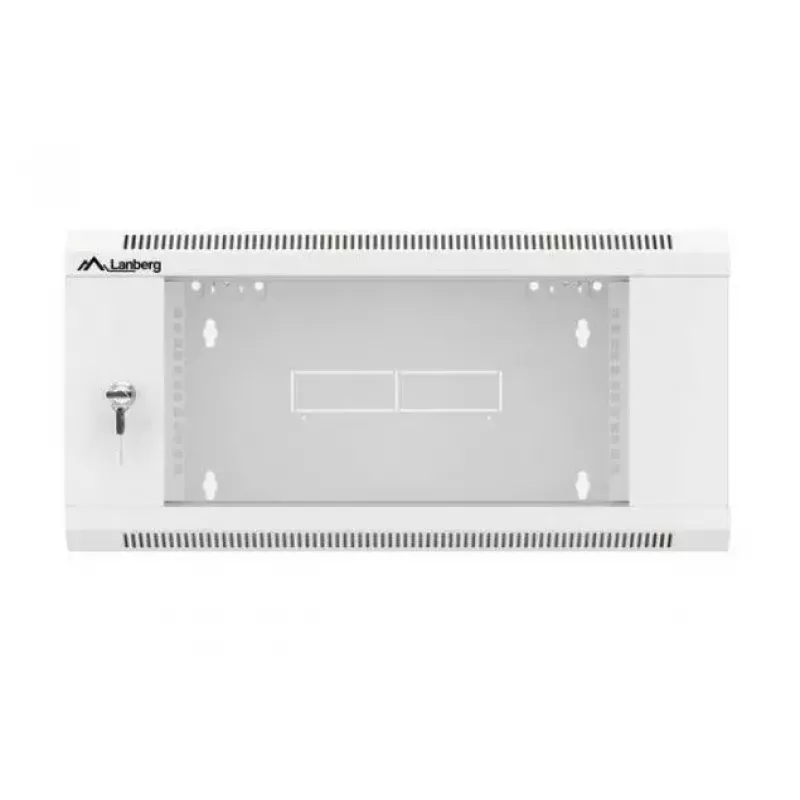 Wandmontierbarer 19-Zoll-4U-Netzwerkschrank LANBERG WAFA-5604-10S, 600 mm Tiefe, grau, Glastür (gefaltet)